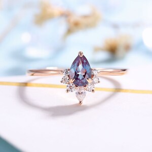 Art Deco Alexandrite and Moissanite Ring